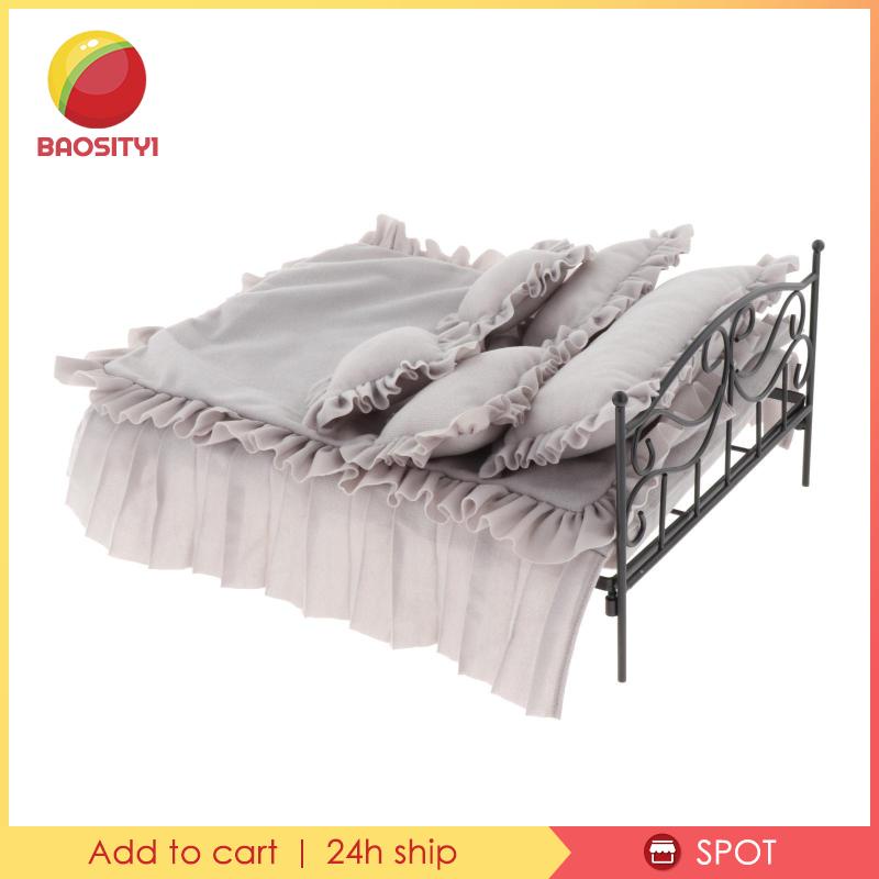 Mô Hình Giường Ngủ Mini Bằng Sắt Tỉ Lệ 1 / 6 Trang Trí Phong Cảnh Sống Động