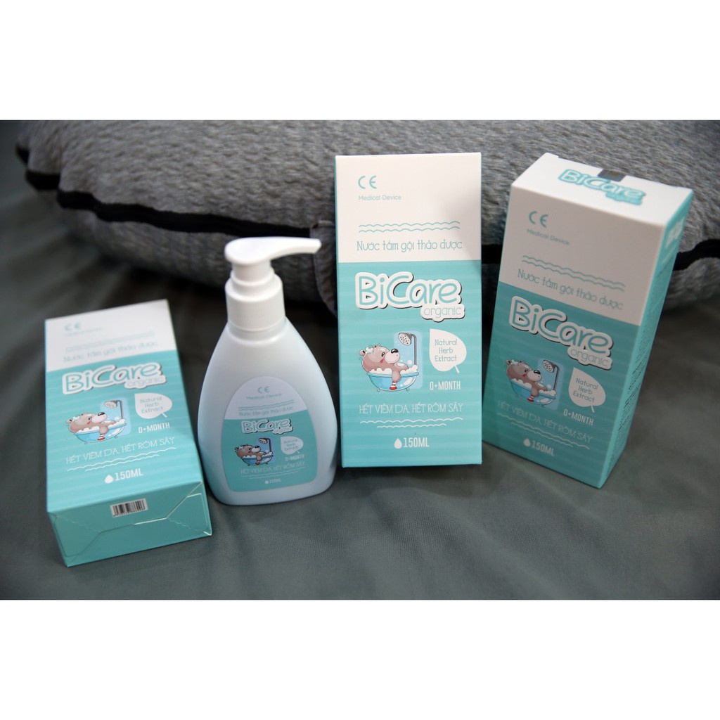 Sữa tắm cho bé, nước tắm gội thảo dược cho trẻ sơ sinh giảm viêm da, rôm sảy BICARE ORGANIC