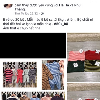 Sét bộ kẻ cho bé 4 màu 50k