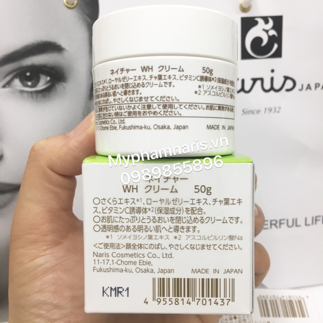 Kem dưỡng làm trắng da ban đêm Nhật Bản Naris Nature Whitening Cream