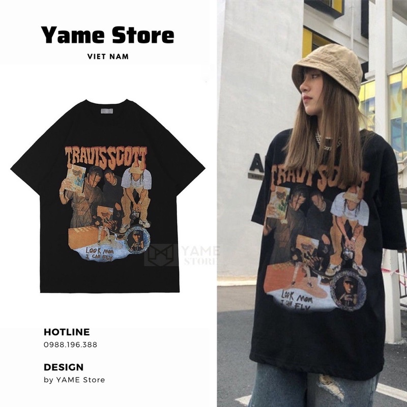 Áo thun TRAVIS SCOTT Unisex Tay lỡ Form rộng, Áo phông TRAVIS SCOTT vải mềm mịn phong cách Ulzzang cực ngầu
