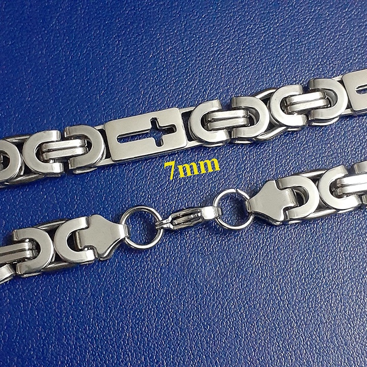 Dây chuyền nam inox kiểu ziczac thánh giá 7ly sáng đẹp, không đen, thể hiện đẳng cấp phái mạnh
