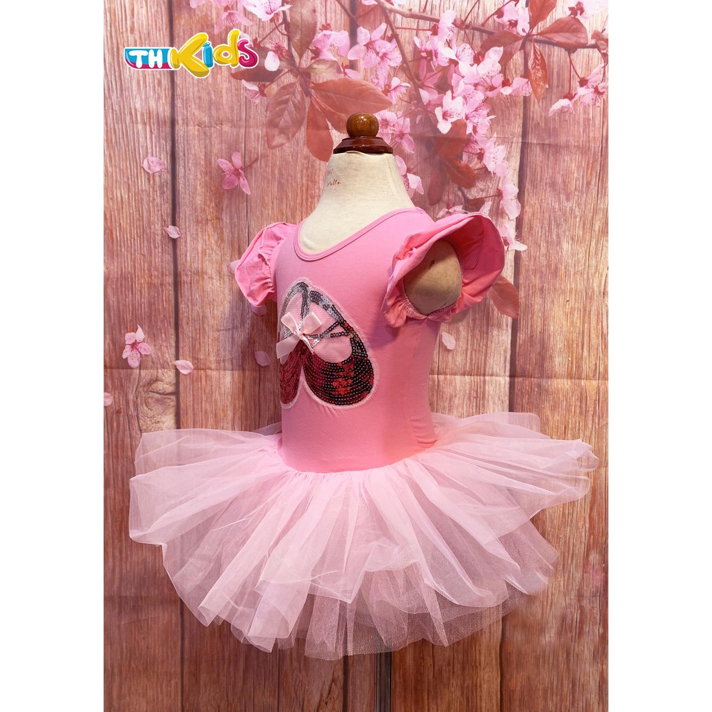 Váy Múa Ballet Trẻ Em Mẫu Thêu Kim Sa Hình Giày Chân Váy Xòe