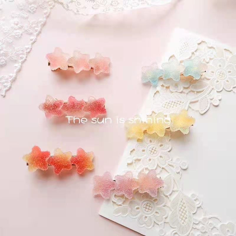 Kẹp Tóc Hình Hoa/Bầu Trời Sao Màu Kẹo Dễ Thương Xinh Xắn