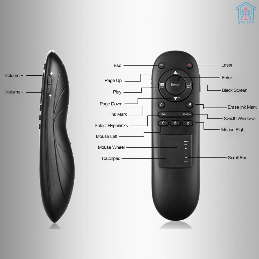 【E&amp;V】VIBOTON 504T Laser Pointer 2.4G Wireless Remote Control PPT Presenter Handheld Touchpad Mouse for Android TV Box Notebook Smart TV