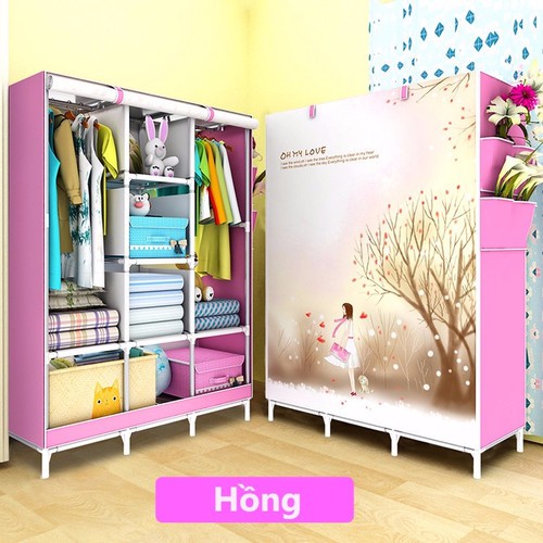 Tủ vải 3 buồng 8 ngăn họa tiết 3D - BX2119