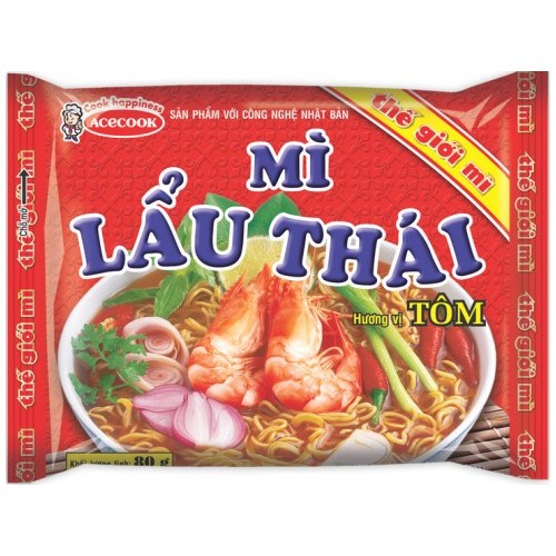 Combo 10 gói Mì lẩu Thái hương vị tôm Vina Acecook 80g