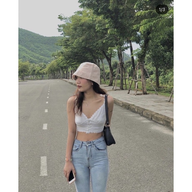 Áo hai dây hoa blance( sẵn )