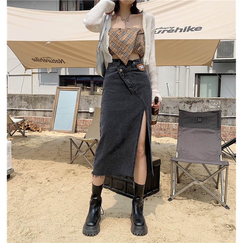 (SẴN) Chân váy jean dài xẻ tà ulzzang AK1534 kèm ảnh thật