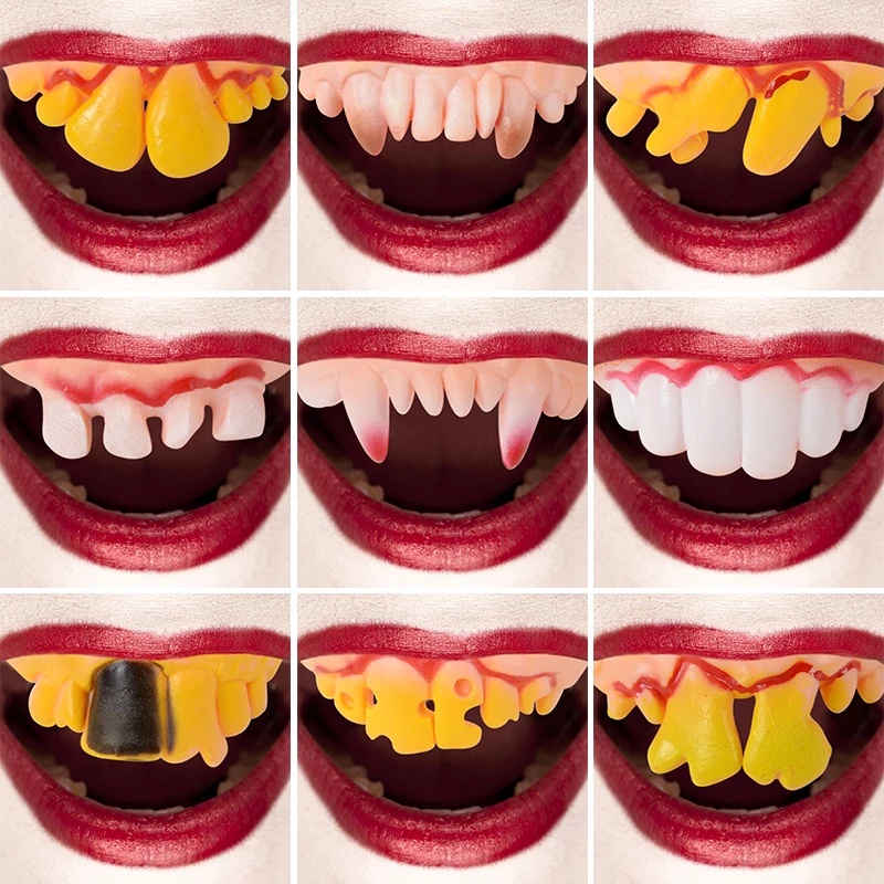 Set 10 Răng Nanh Giả Ma Cà Rồng Kinh Dị Trang Trí Halloween