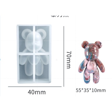 Khuôn Silicone Làm Móc Khóa Hình Gấu