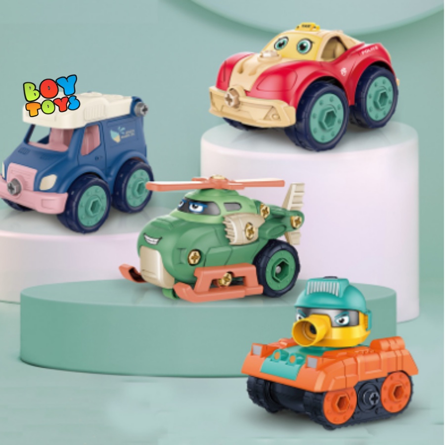 Bộ đồ chơi trẻ em xe kĩ thuật công trình cho bé tự lắp ráp, nhiều màu phát triển thị giác và khả năng thực hành của bé