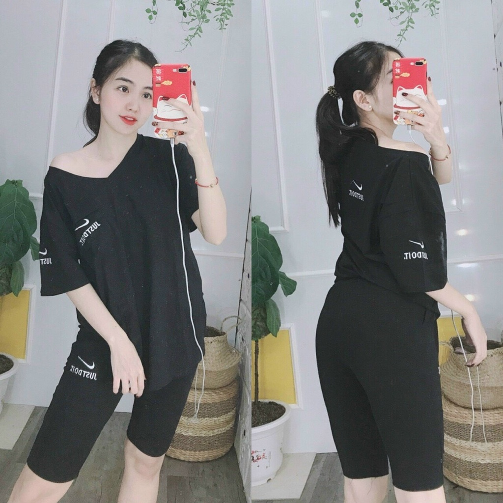 Đồ bộ nữ mặc nhà thun co giản, set đồ bộ nữ thun cotton dễ thương, đồ ngủ nữ bigsize 45-85kg