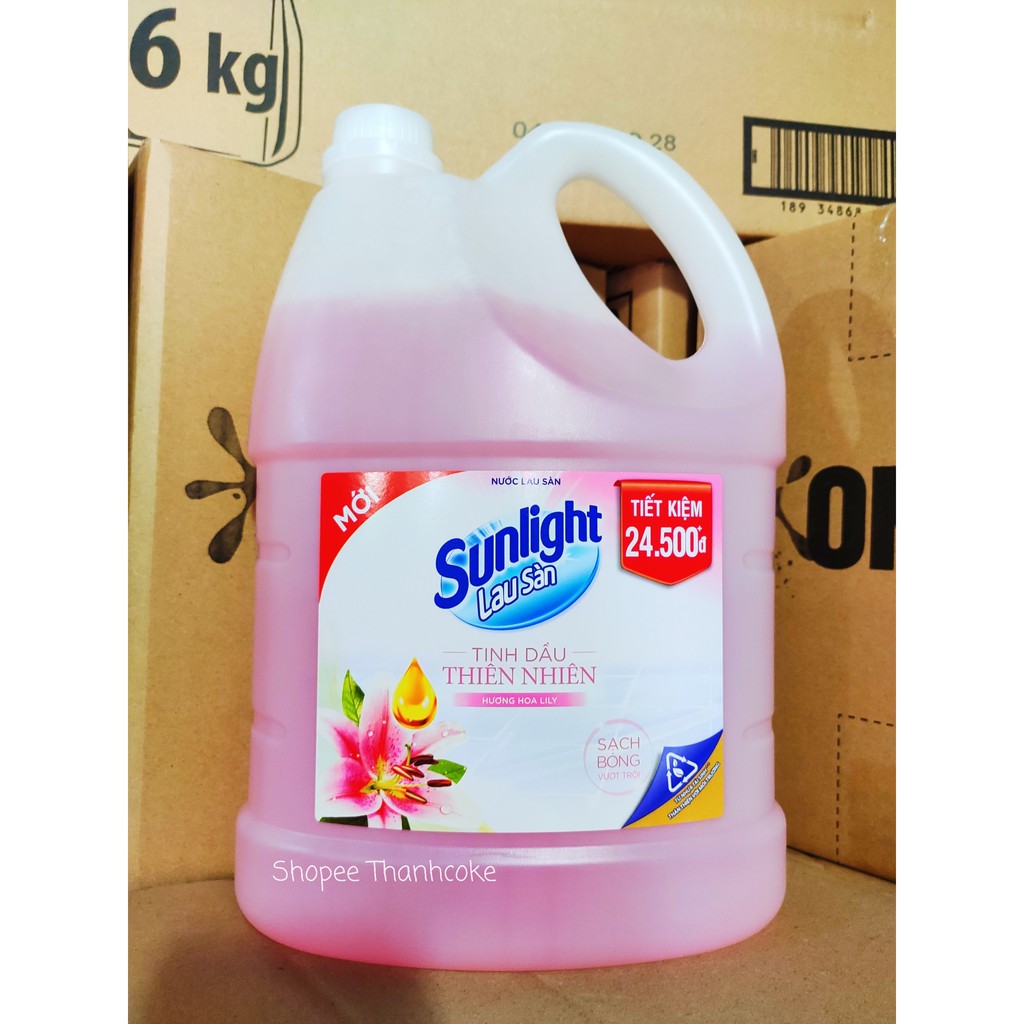 NƯỚC LAU SÀN SUNLIGHT 3.8KG (ĐỦ MÀU) Hương Hoa Hạ Diên Vỹ Xanh, Lily Hồng, Thiên Nhiên 3.6KG Trắng