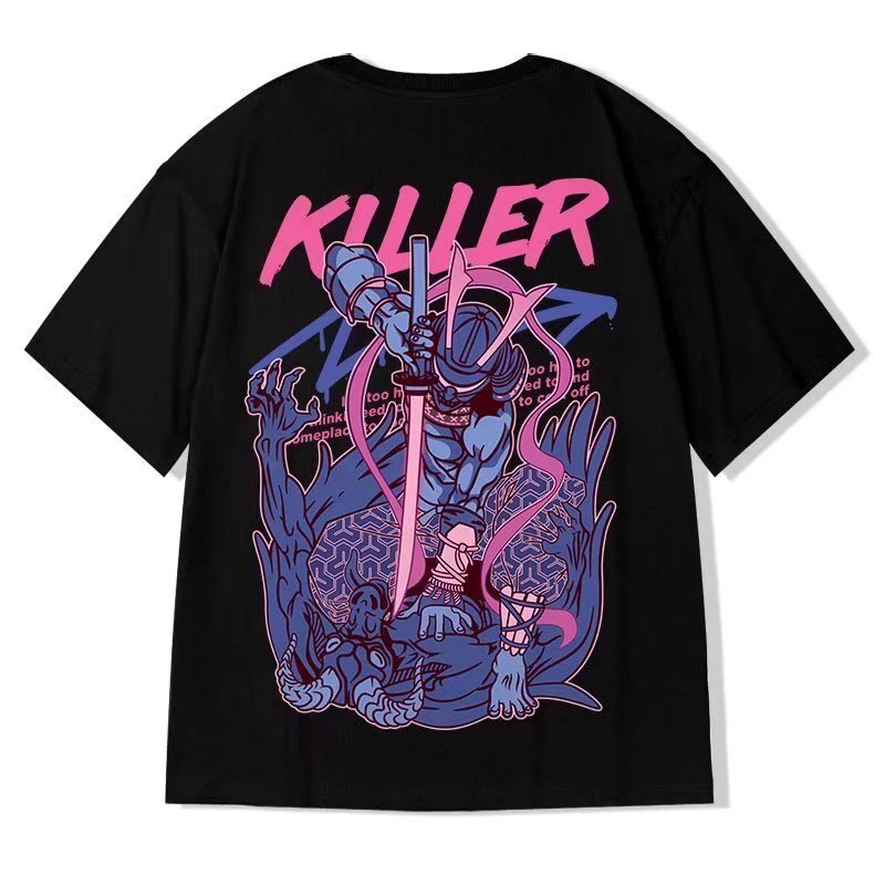 Áo Thun Tay Ngắn Dáng Rộng In Họa Tiết Hoạt Hình Phong Cách Nhật Bản Thời Trang Mùa Hè Cho Nam Và Nữ Size M-8XL