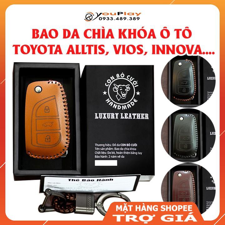 [DA BÒ THẬT] Bao da Chìa khoá ô tô Toyota Altis, Vios, Innova, Fortuner, Camry... Bọc chìa khoá ô tô Toyota