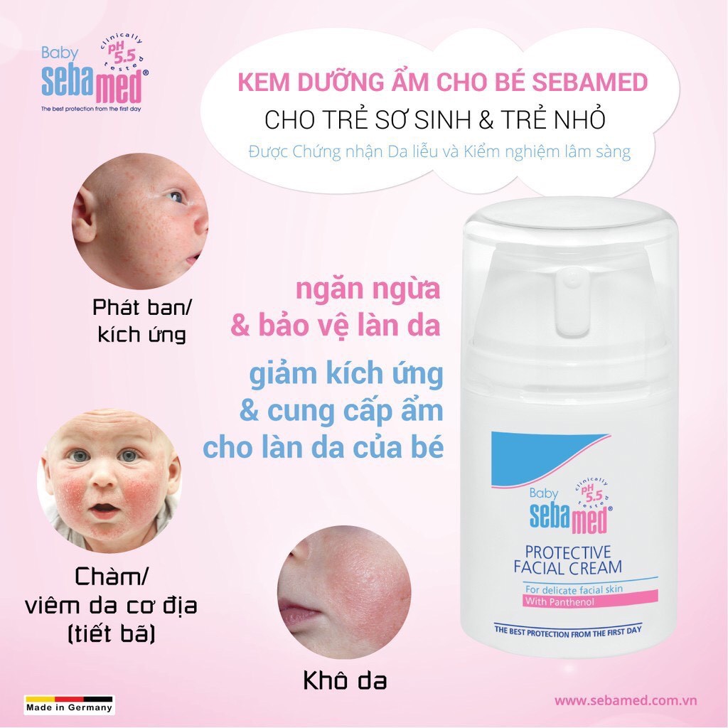 [Chính Hãng] Kem bảo vệ da hỗ trợ điều trị chàm sữa cho bé Sebamed pH5.5 Baby Protective Facial Cream 50ml