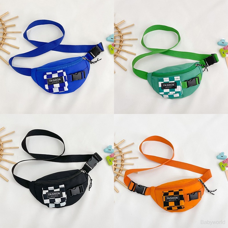 Túi Đeo Chéo Ngực In Họa Tiết Caro Đơn Giản Thời Trang Cho Bé