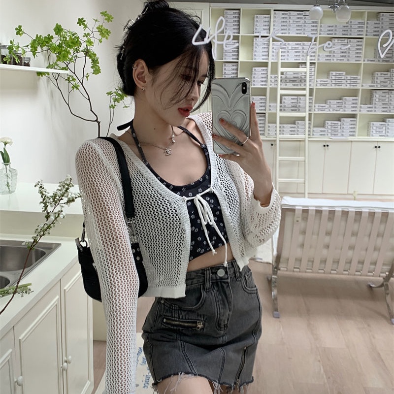 Áo khoác cardigan COZOKC tay dài chống nắng thắt dây thời trang trẻ trung