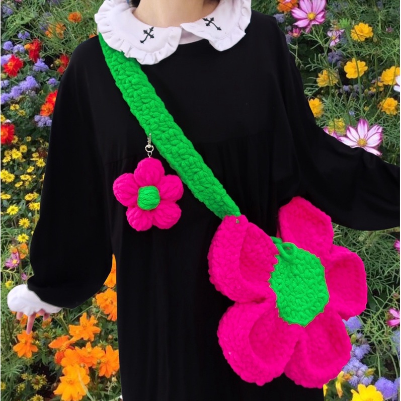 Móc khoá len hoa - Flower keychain crochet