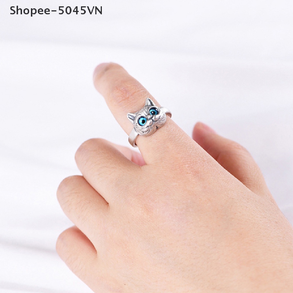[rain] 2022! Nhẫn Hở Hình Mèo Con Dễ Thương Phong Cách Vintage