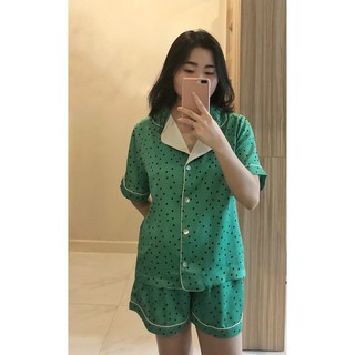 Pijama lụa ngắn tay