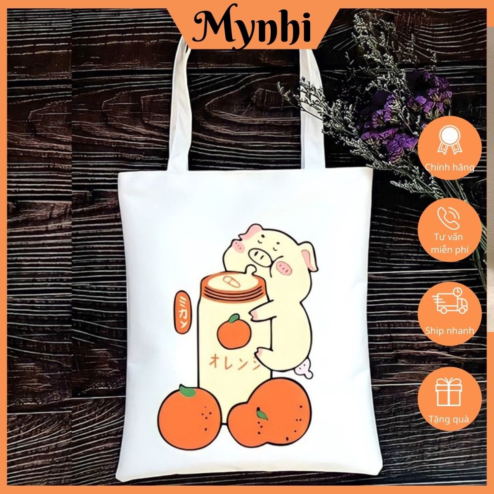 Túi đeo chéo nữ, túi tote vải canvas in hoạ tiết đáng yêu ShopMyNhi SMN249