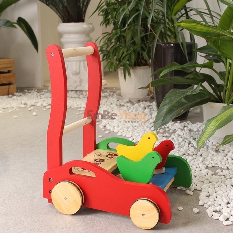 Xe gà gỗ tập đi Em bé vàng mẫu Ô TÔ siêu chắc chắn