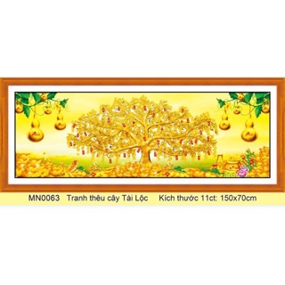 Tranh thêu chữ thập cây tiền Mn0063 khổ 150 x70cm