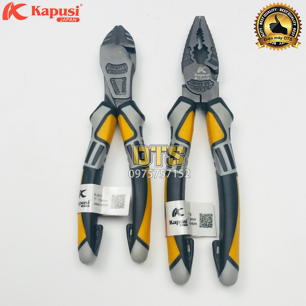 Bộ 2 kìm điện - kìm cắt công nghiệp Nhật Kapusi JAPAN thép cao cấp CR-V, tiết kiệm 30% lực bấm giocongcu