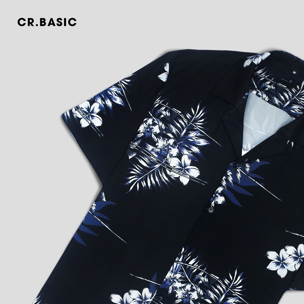 Áo sơ mi tay ngắn nam nữ CR.BASIC form rộng sơ mi họa tiết ngắn tay unisex cộc tay USM605