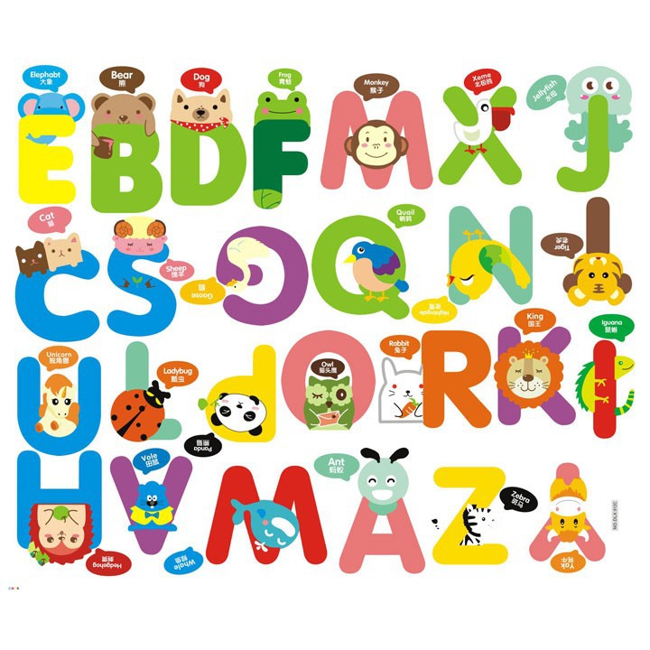 Decal dán tường bảng chữ cái tiếng anh 2 (KT: 50x70cm)