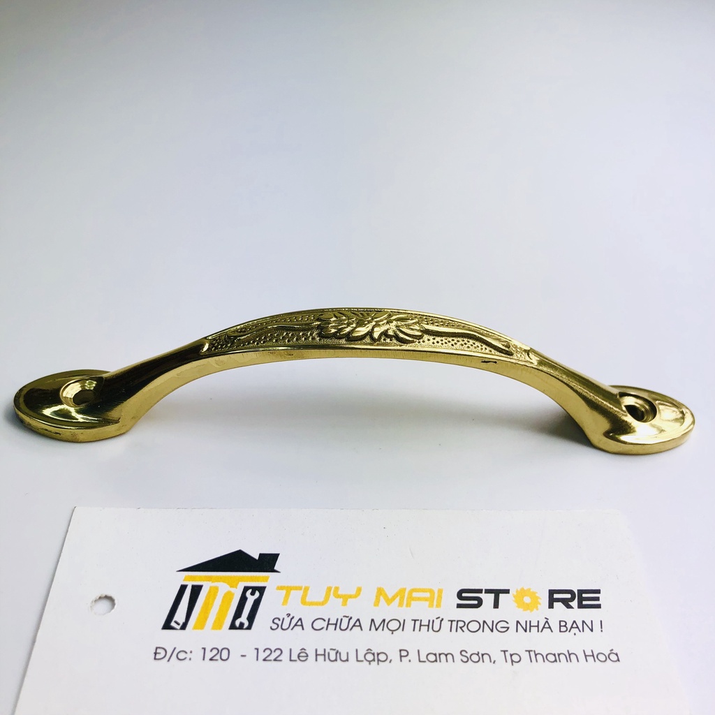 Tay tủ bếp , tay tủ quần áo - chuẩn đồng 100% - mẫu cong hoa - TM Store