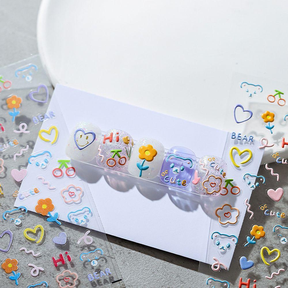 Miếng Dán Trang Trí Móng Tay Hình Hoa Hồng/Gấu Hoạt Hình Thời Trang