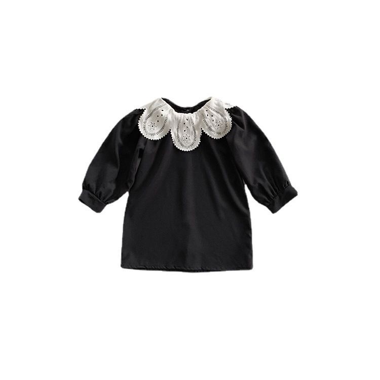 Đầm công chúa cổ bẻ trước và sau lưng thời trang mùa thu Hàn Quốc cho bé gái 2021