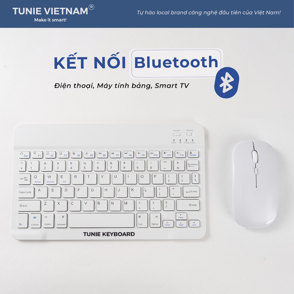 Bàn phím Bluetooth không dây kèm chuột dùng cho điện thoại, máy tính bảng, laptop