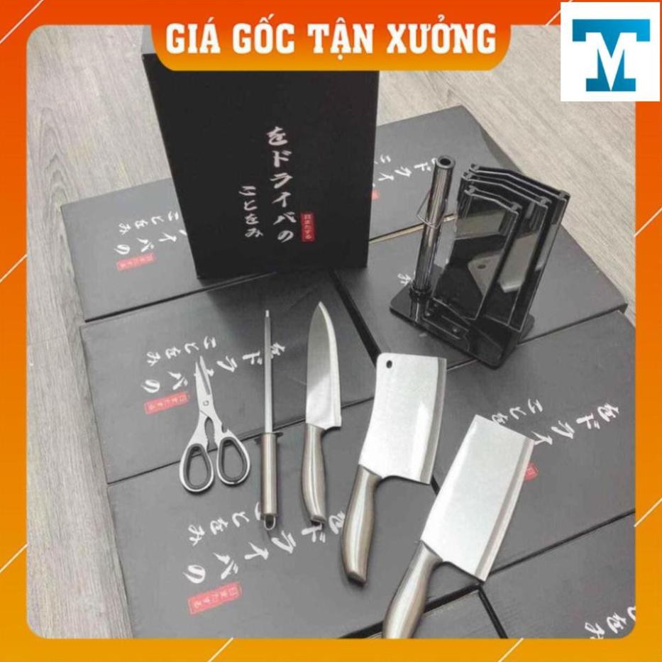 [FREE SHIP - HÀNG CHUẨN] BỘ DAO THÉP KHÔNG GỈ LIỀN CÁN - BỘ DAO 5 MÓN NHẬT BẢN CAO CẤP - CHÍNH HĂNG - SEKI