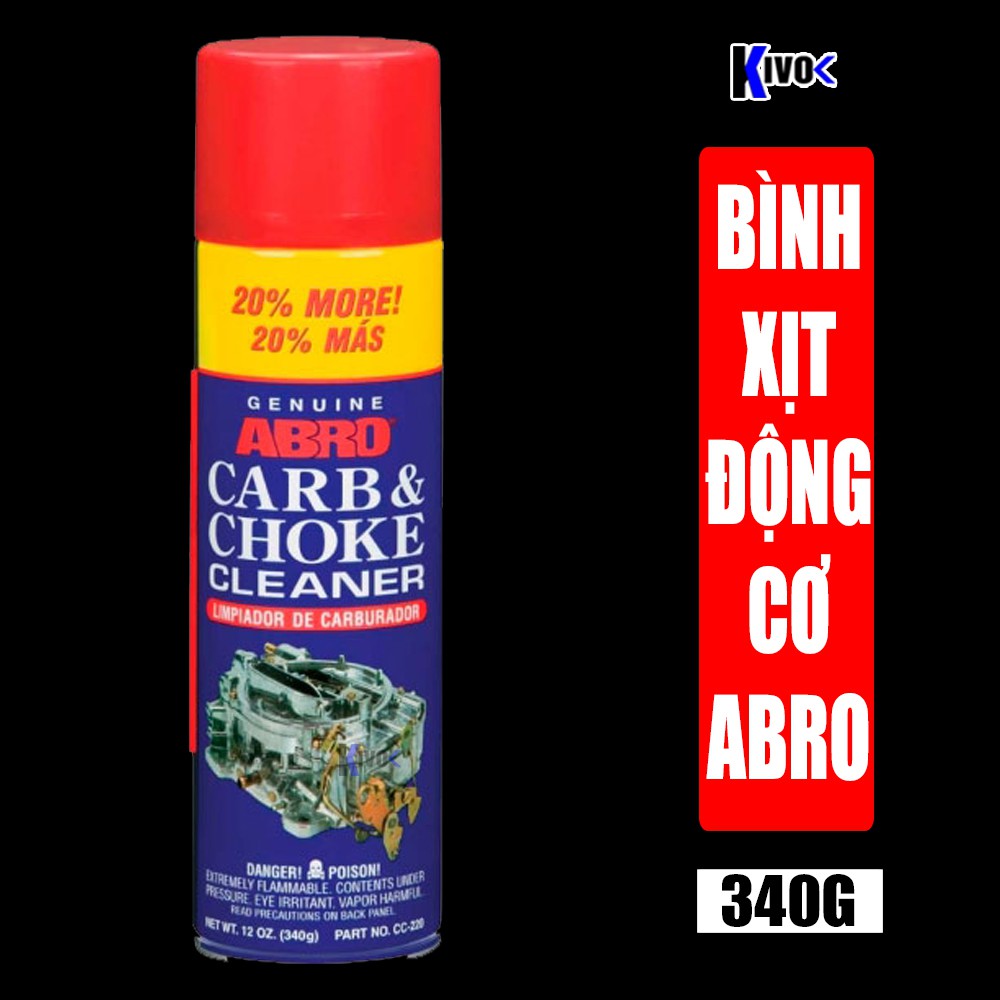 Chai Xịt Vệ Sinh Bình Xăng Con Abro Carb & Choke Cleaner 340g - Bình Xịt Vệ Sinh Pét Xăng, Chế Hòa Khí