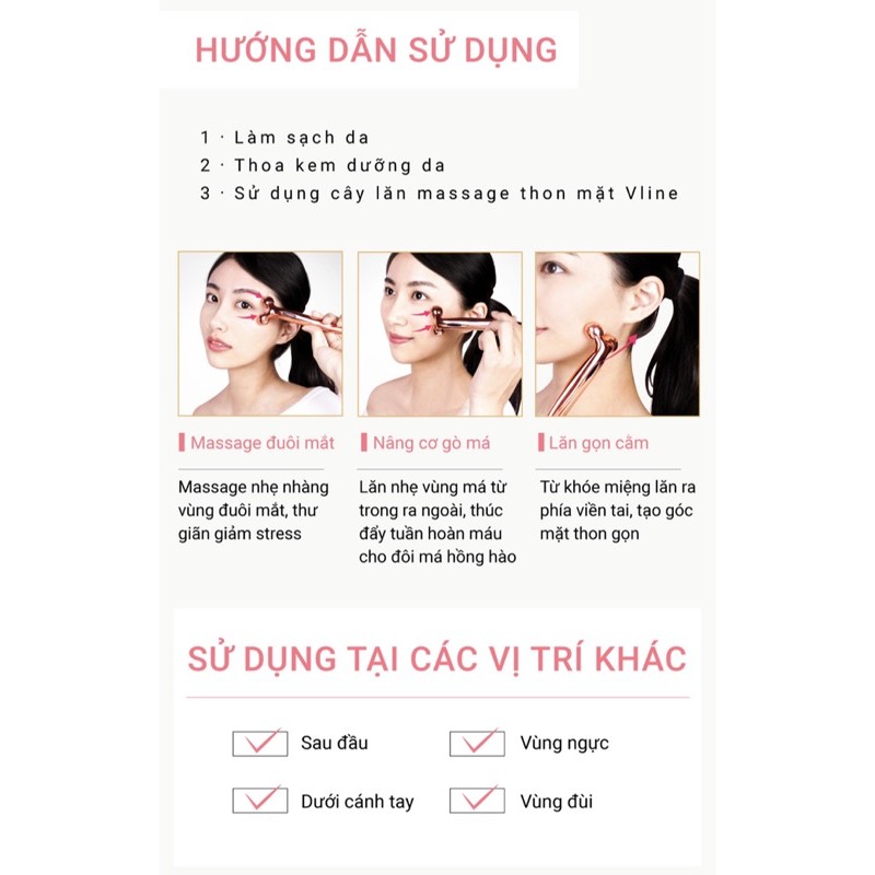 Cây lăn massage mặt Vline Ms.elec FL-002 (massage thon gọn, nâng cơ, làm mờ nếp nhăn, thúc đẩy tuần hoàn máu)