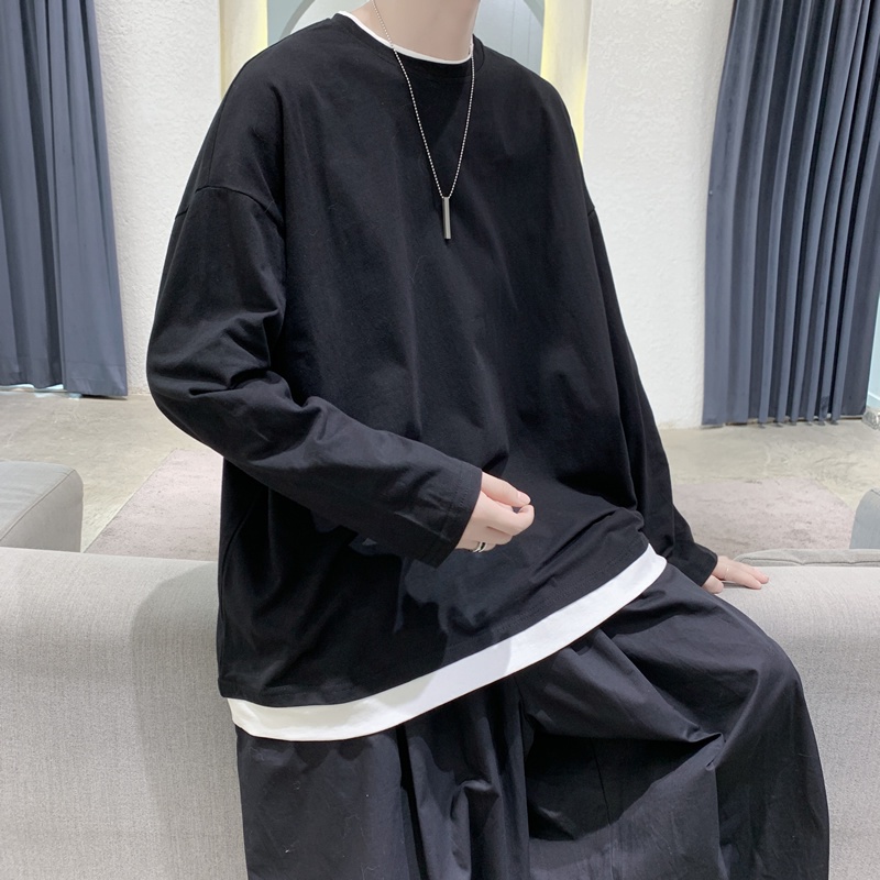 Áo Thun Cotton IFNICEFUTURE Tay Dài Dáng Rộng Màu Trơn Thời Trang Cho Cặp Đôi Học Sinh