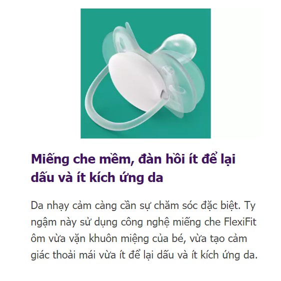 Ti Giả Avent Trong Suốt Đầu Dẹt Có Nắp Đậy, Núm Ty Ngậm Thông Khí Chống Đầy Hơi Cho Bé Sơ Sinh