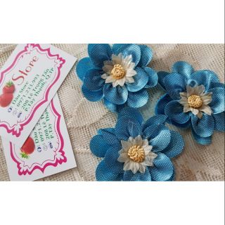Cài áo- Hoa cúc xòe 2 tầng- phi pha lưới đen- xanh biển