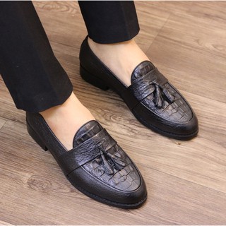 FREE SHIP - GIÀY LƯỜI NAM DA PU MỀM VÂN CÁ XẤU -  KHÂU RẤT CHẮC CHẮN - MÃ X091 ĐEN CHUÔNG.