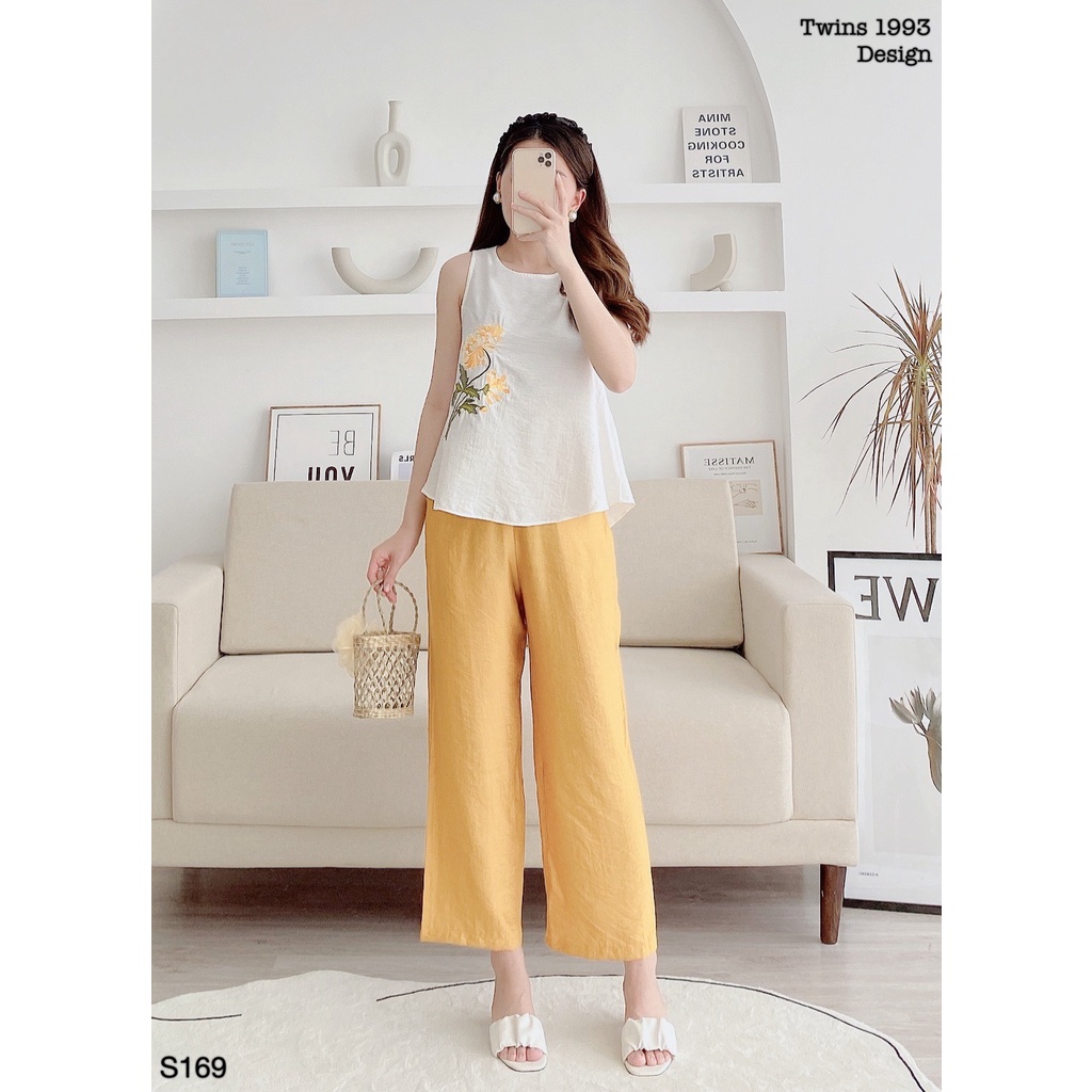 Bộ đũi nữ, bộ đồ nữ TWINS STORE thêu hoa, chất đũi lien siêu mát - S169