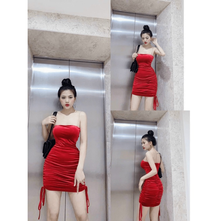 Đầm Nhung Dây Xích Ôm BODY Siêu Quyến Rũ UP Valentina Shop