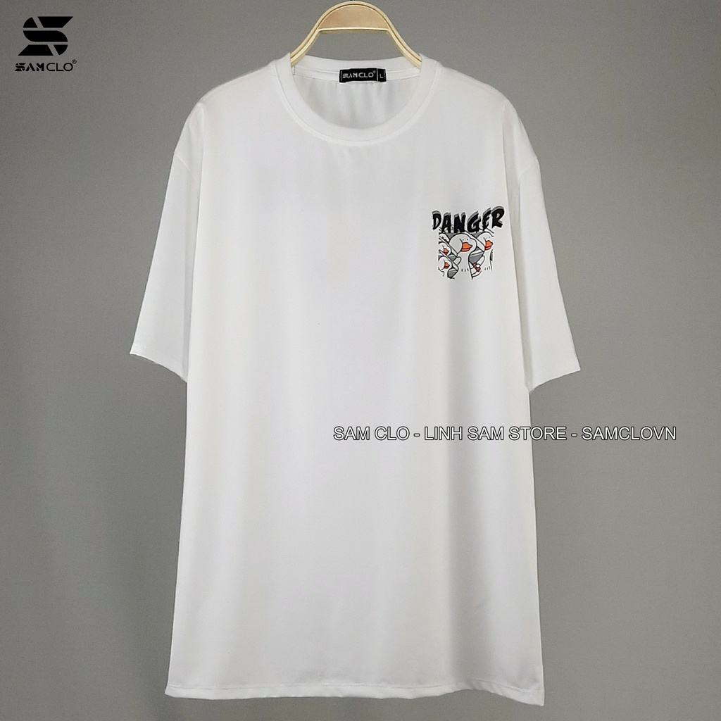 Áo thun tay lỡ nam nữ SAM CLO phông form rộng dáng Unisex, mặc lớp, nhóm, cặp in HÌNH VỊT DANGER