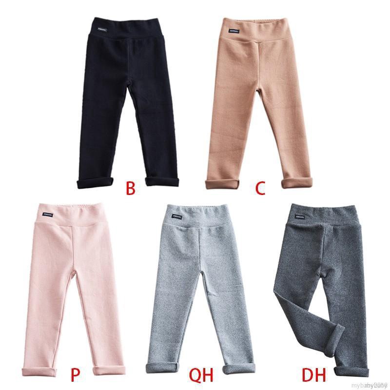 Quần legging cotton lưng thun màu trơn in họa tiết xinh xắn cho bé gái