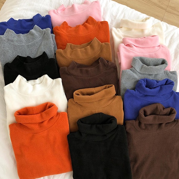 Áo da lộn cổ cao dáng ôm thời trang dành cho nữ 31455 | BigBuy360 - bigbuy360.vn