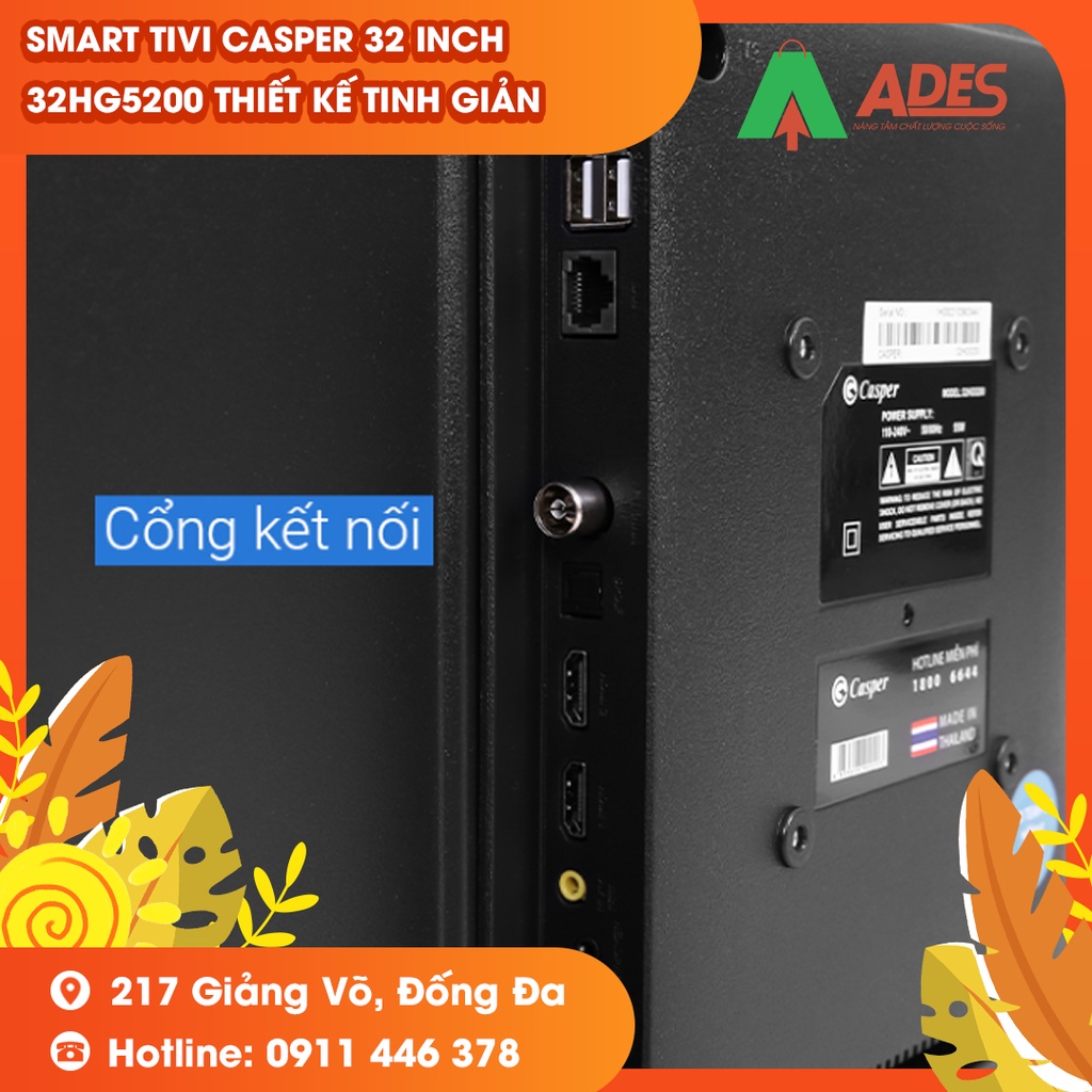 [Mã 154ELSALE2 giảm 7% đơn 300K] Smart Tivi Casper 32 inch 32HG5200 thiết kế tinh giản - BH chính hãng