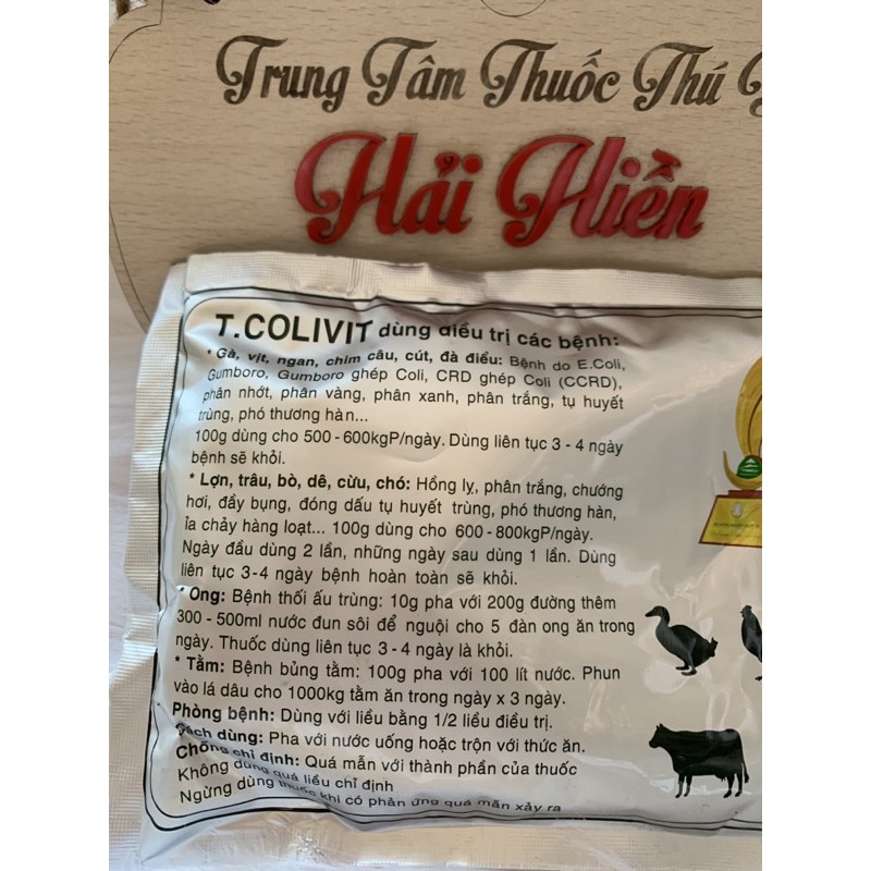 100g T COLIVIT - chuyên dùng cho ong, tằm, chim câu, chim cút, đà điểu, gà, vịt, ngan, chó, heo, trâu, bò, dê, cừu